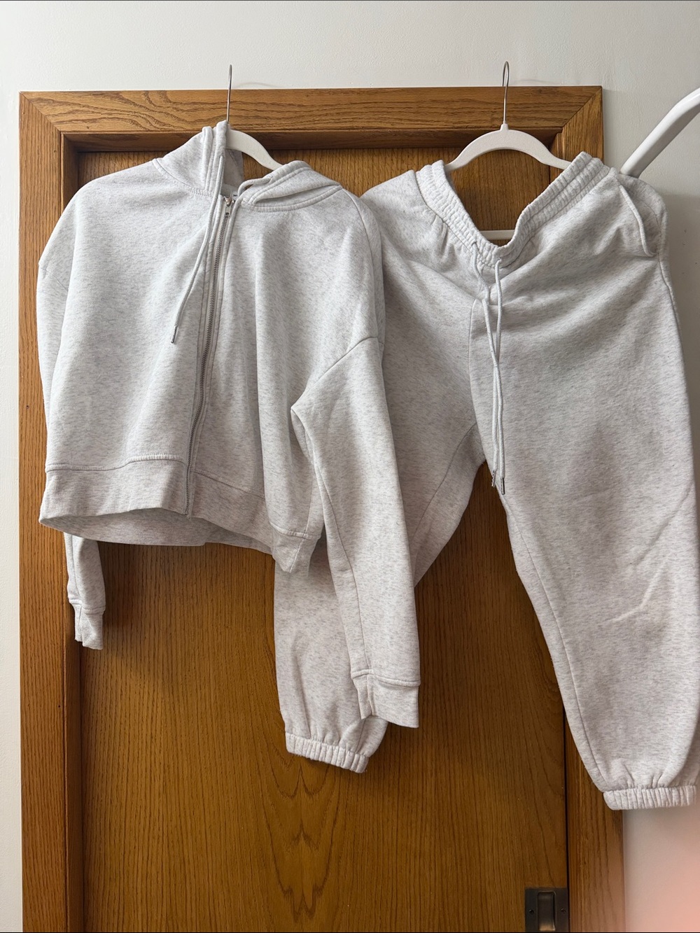 Women’s Light Gray Cozy Zip Hoodie & Jogger Set